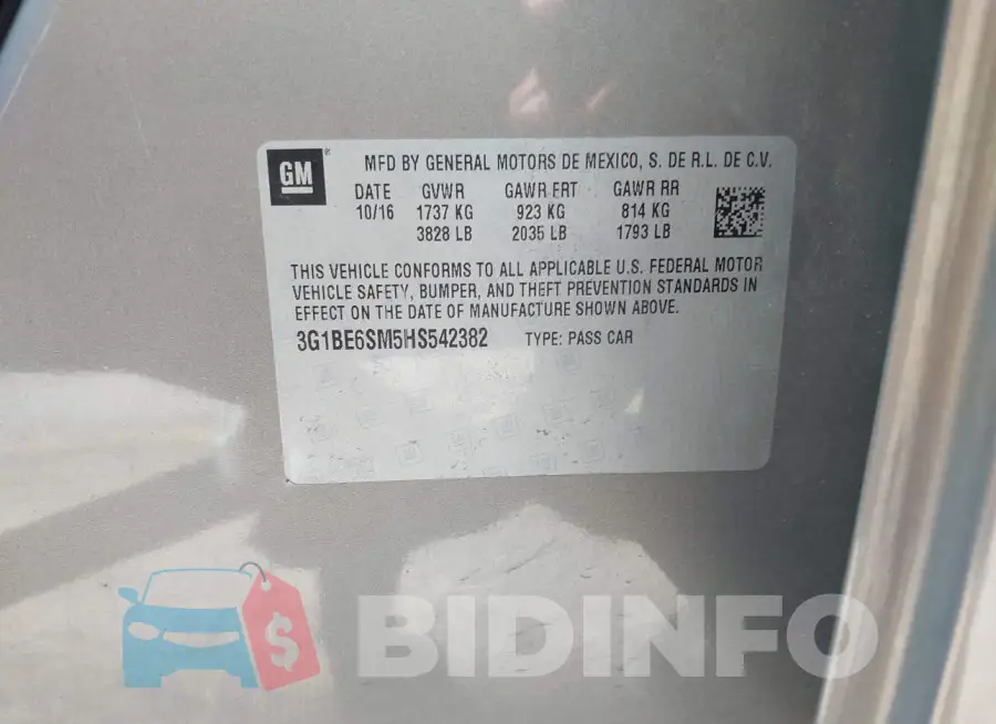 3G1BE6SM5HS542382 Photo# 9