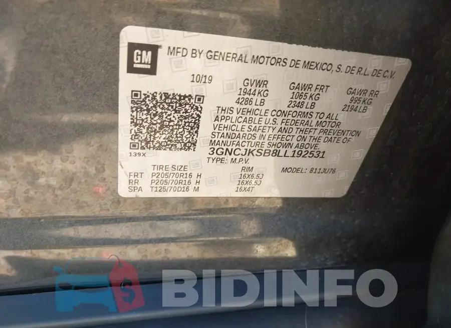 3GNCJKSB8LL192531 Photo# 9