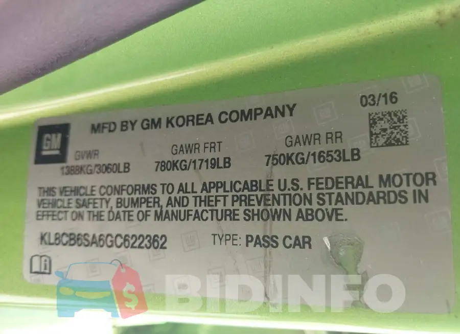 KL8CB6SA6GC622362 Photo# 9