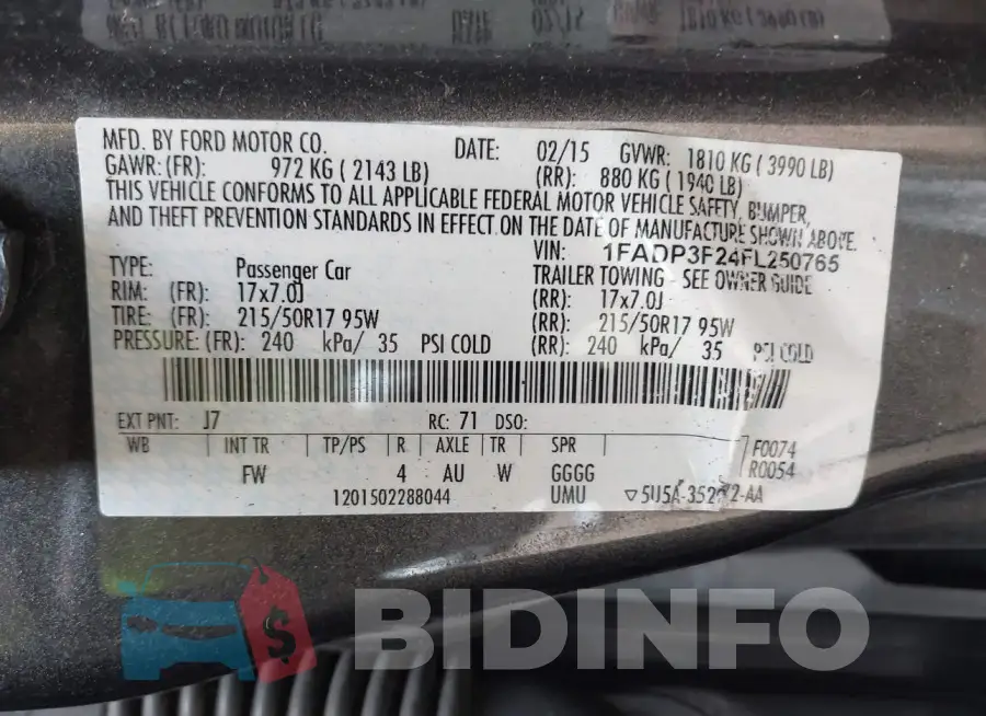 1FADP3F24FL250765 Photo# 9