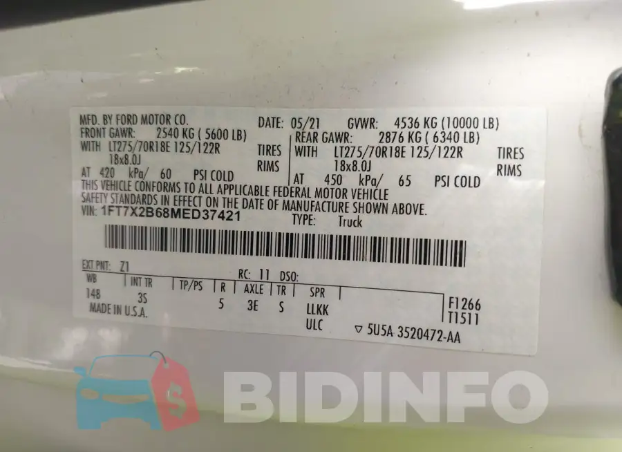 1FT7X2B68MED37421 Photo# 9