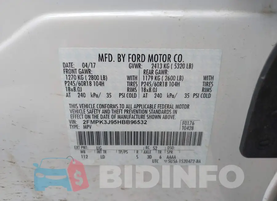 2FMPK3J95HBB96532 Photo# 9