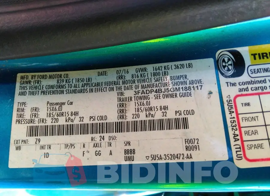 3FADP4BJ5GM188117 Photo# 9
