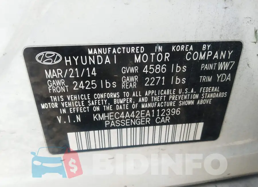 KMHEC4A42EA112396 Photo# 9