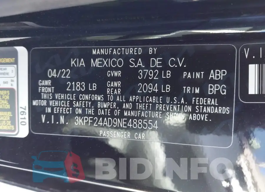 3KPF24AD9NE488554 Photo# 9