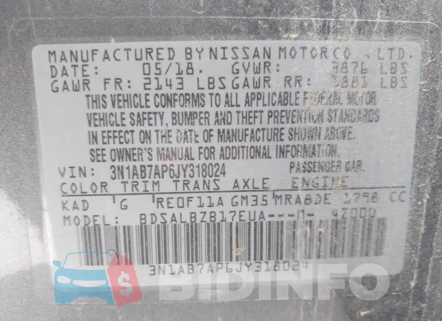 3N1AB7AP6JY318024 Photo# 9