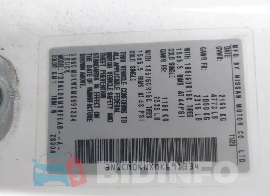 3N6CM0KNXMK691334 Photo# 9