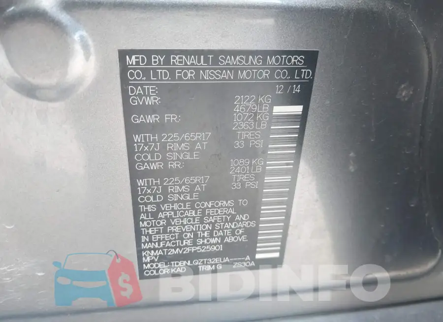 KNMAT2MV2FP525901 Photo# 9