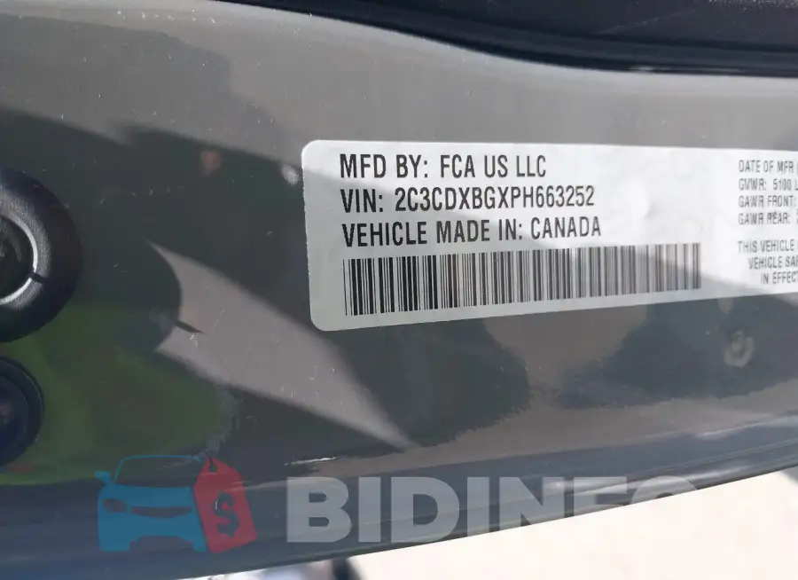 2C3CDXBGXPH663252 Photo# 9