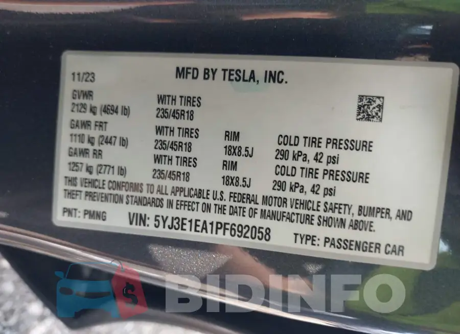 5YJ3E1EA1PF692058 Photo# 9