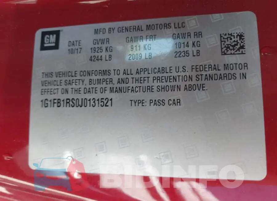 1G1FB1RS0J0131521 Photo# 9