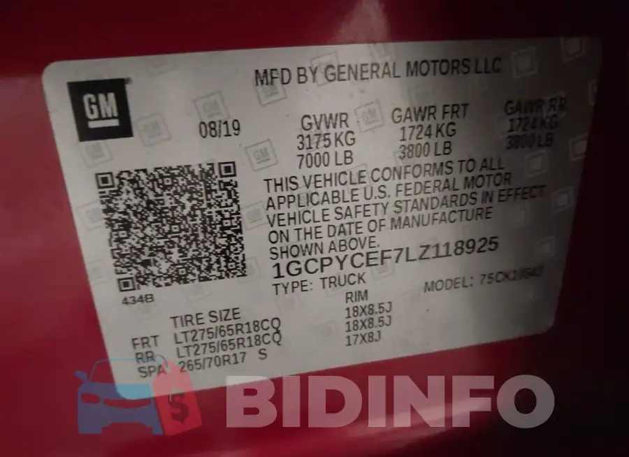1GCPYCEF7LZ118925 Photo# 9