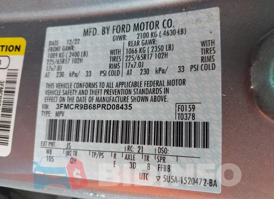 3FMCR9B68PRD08435 Photo# 9