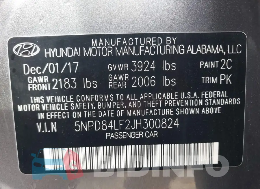 5NPD84LF2JH300824 Photo# 9