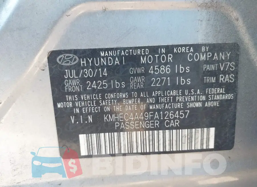 KMHEC4A49FA126457 Photo# 9