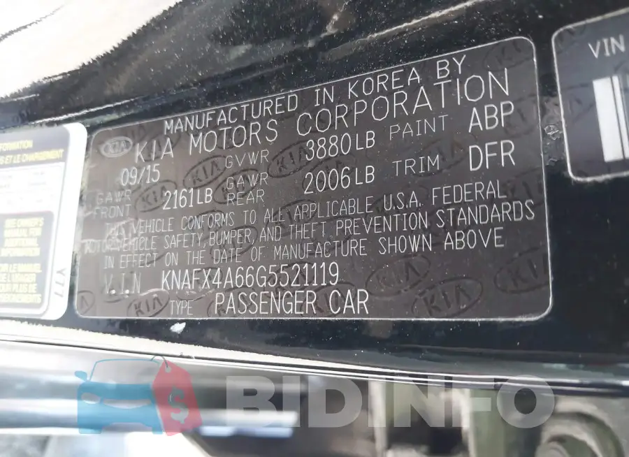 KNAFX4A66G5521119 Photo# 9