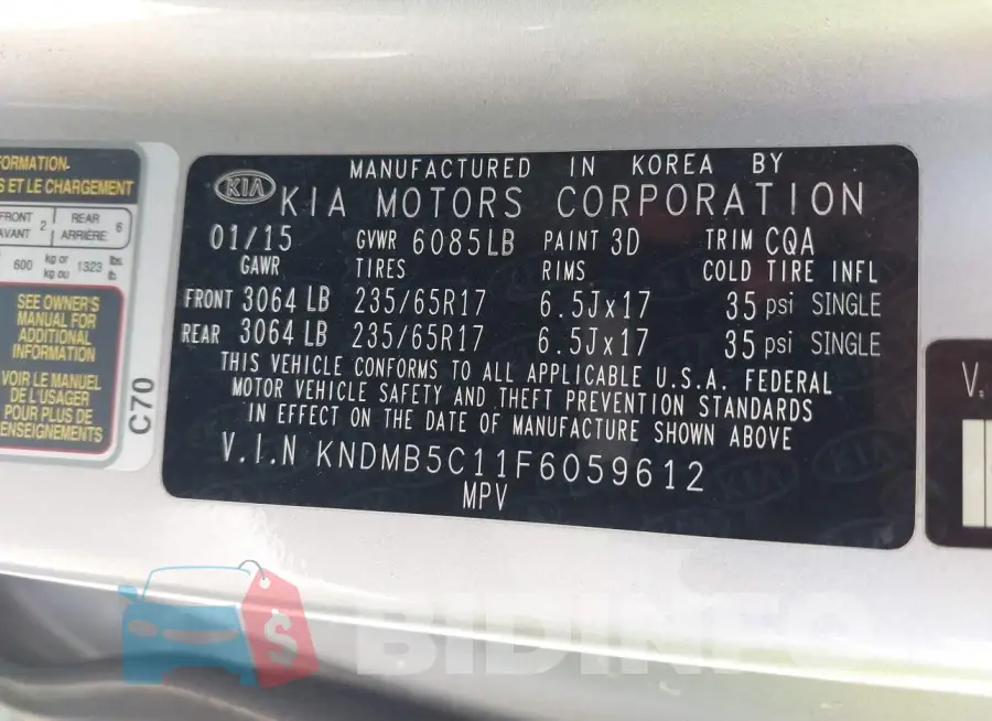 KNDMB5C11F6059612 Photo# 9