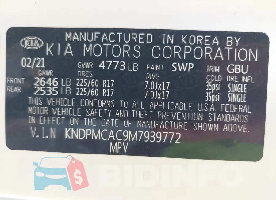 KNDPMCAC9M7939772 Photo# 9