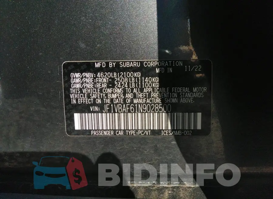 JF1VBAF61N9028500 Photo# 9