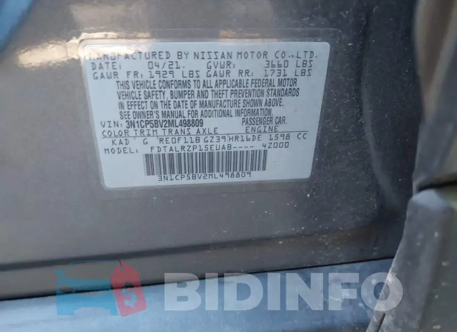 3N1CP5BV2ML498809 Photo# 9