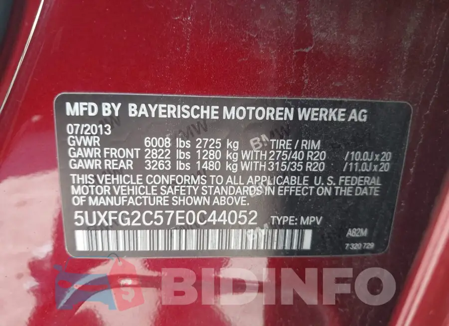 5UXFG2C57E0C44052 Photo# 9