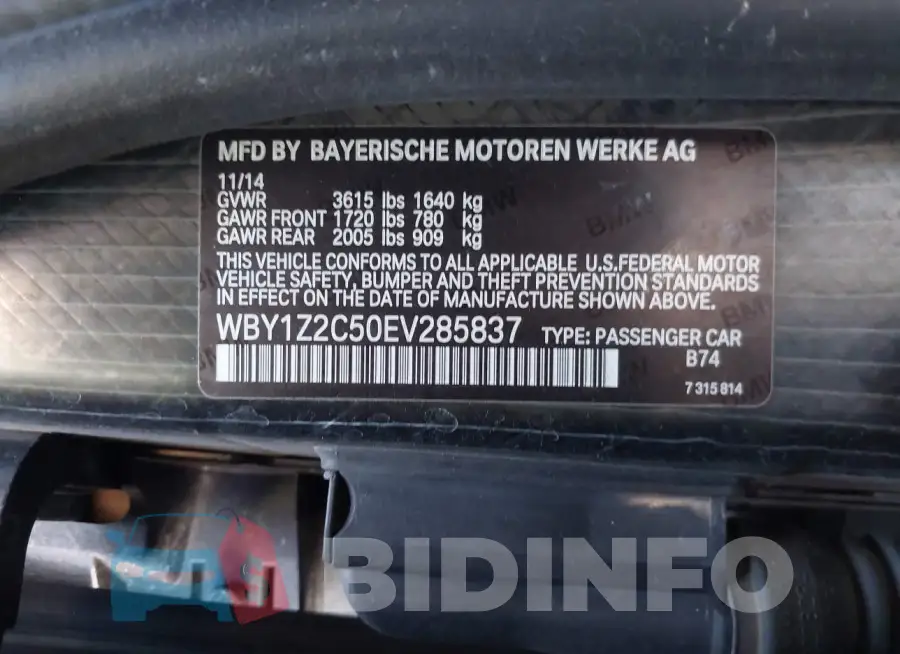 WBY1Z2C50EV285837 Photo# 9