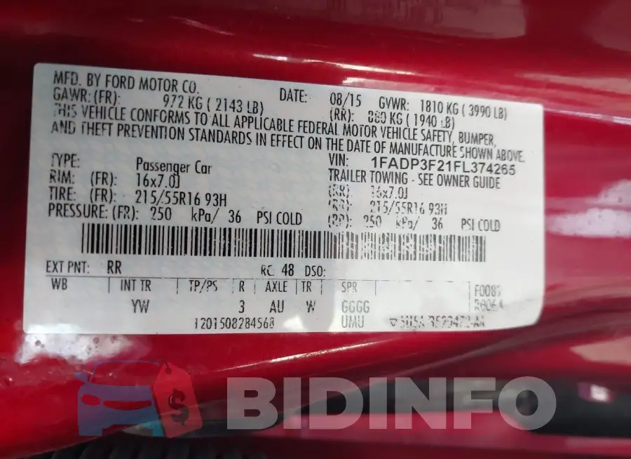1FADP3F21FL374265 Photo# 9