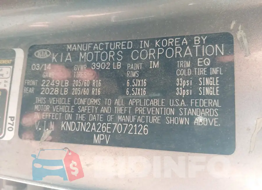 KNDJN2A26E7072126 Photo# 9