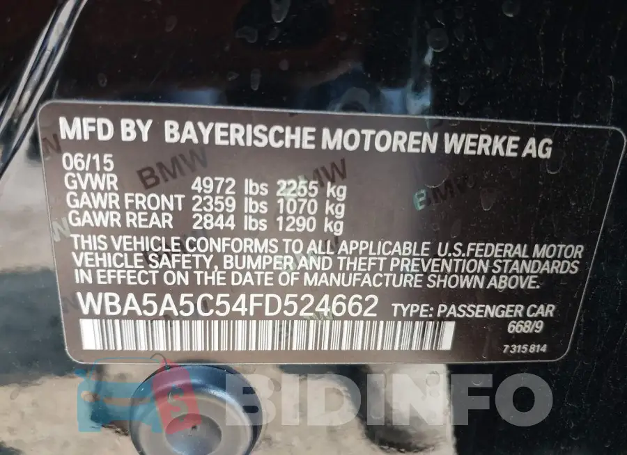 WBA5A5C54FD524662 Photo# 9