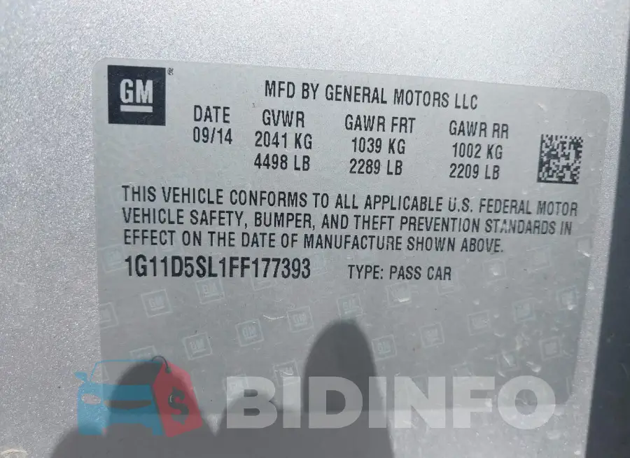 1G11D5SL1FF177393 Photo# 9