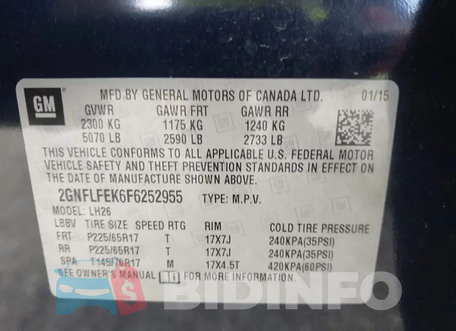 2GNFLFEK6F6252955 Photo# 9