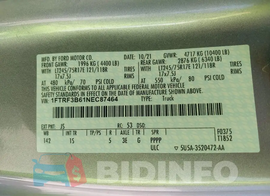 1FTRF3B61NEC87464 Photo# 8