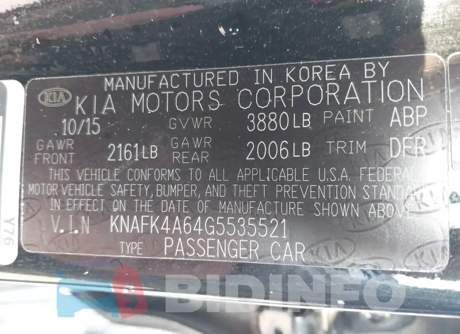 KNAFK4A64G5535521 Photo# 9