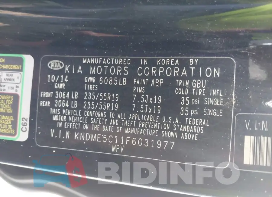 KNDME5C11F6031977 Photo# 9