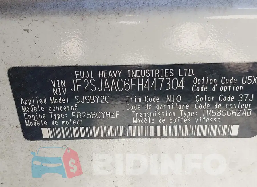JF2SJAAC6FH447304 Photo# 9