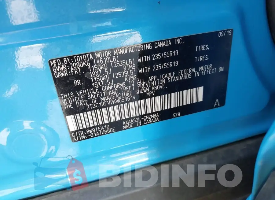 2T3C1RFV2KW051614 Photo# 9