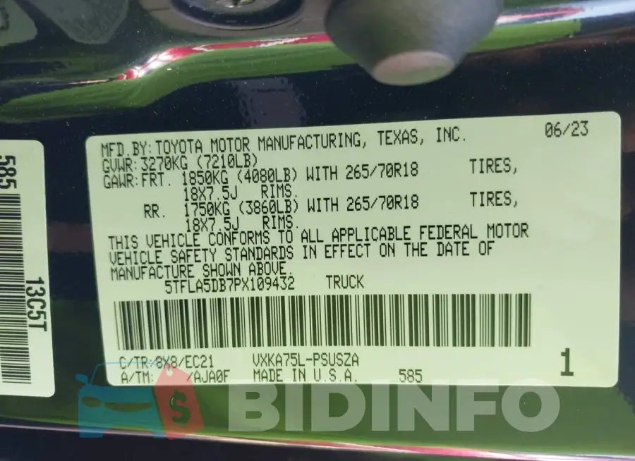 5TFLA5DB7PX109432 Photo# 9