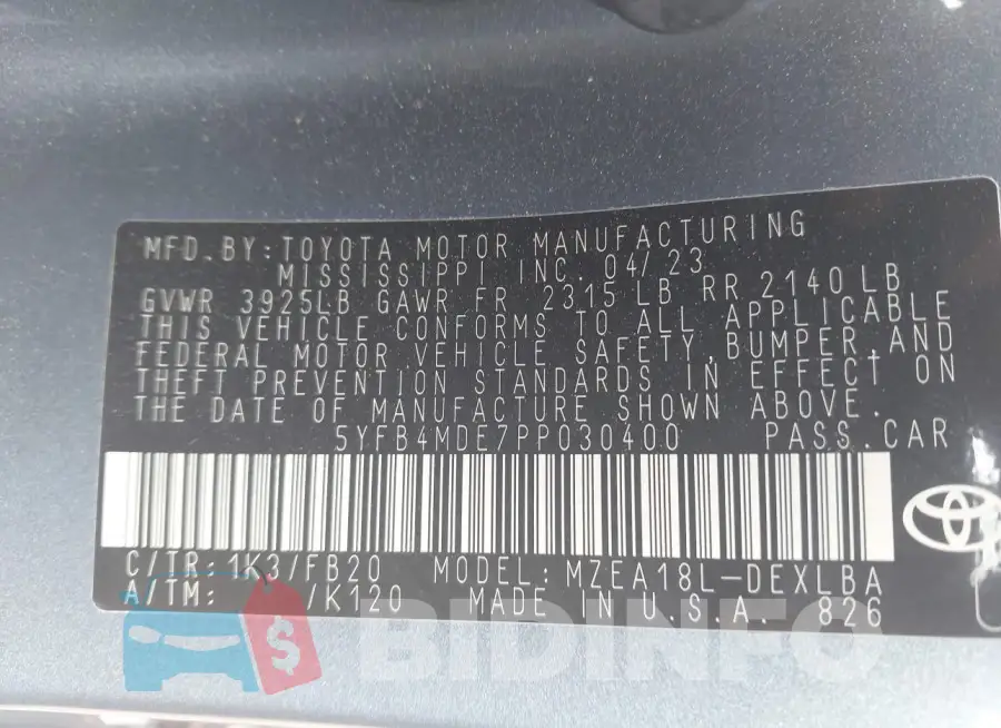 5YFB4MDE7PP030400 Photo# 9