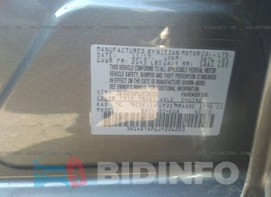 3N1AB7AP6JY226203 Photo# 9