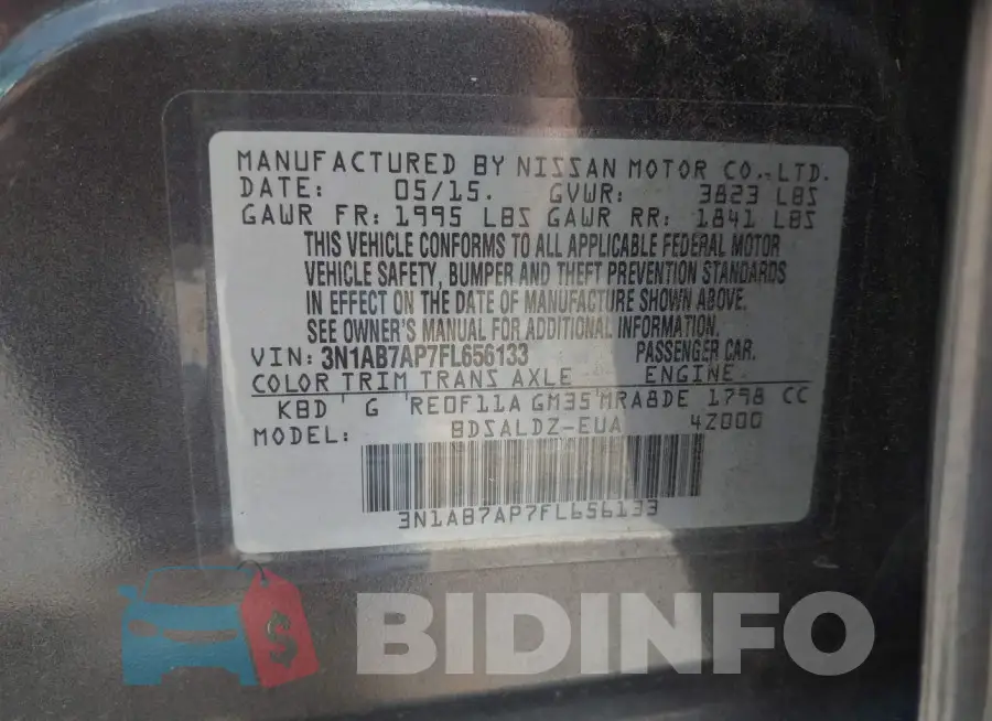 3N1AB7AP7FL656133 Photo# 9