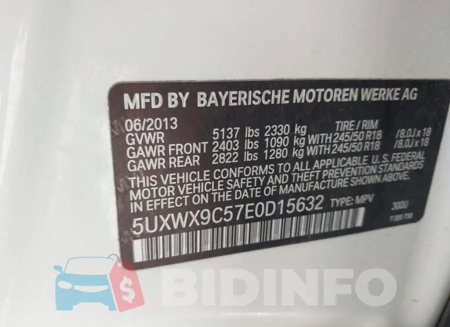 5UXWX9C57E0D15632 Photo# 9