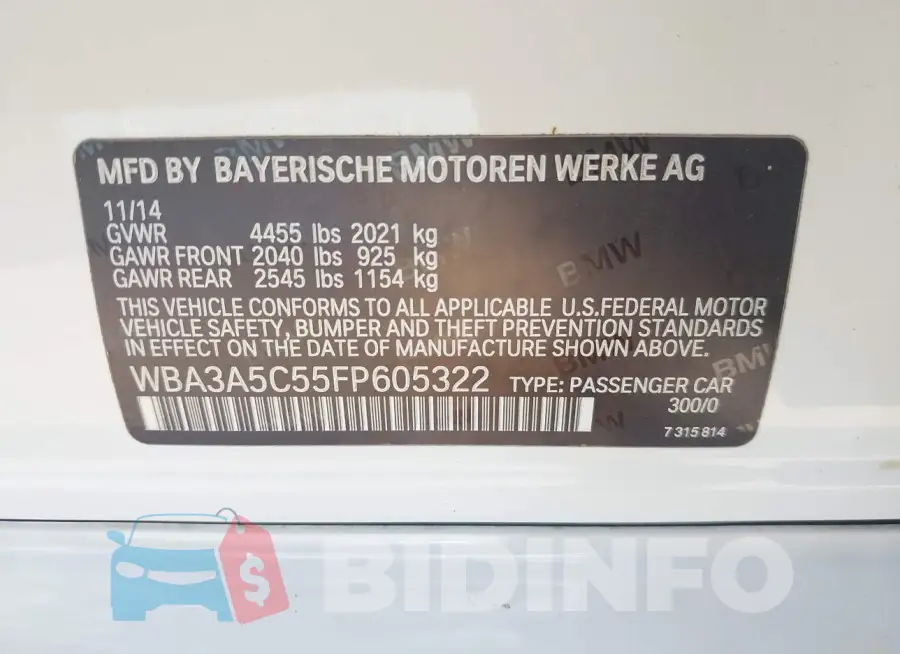 WBA3A5C55FP605322 Photo# 9