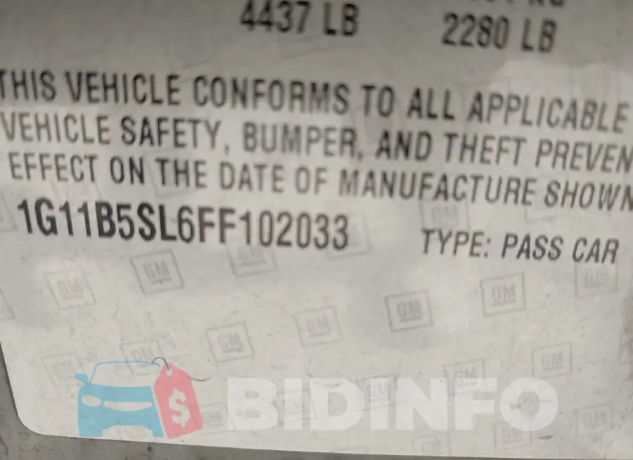 1G11B5SL6FF102033 Photo# 9