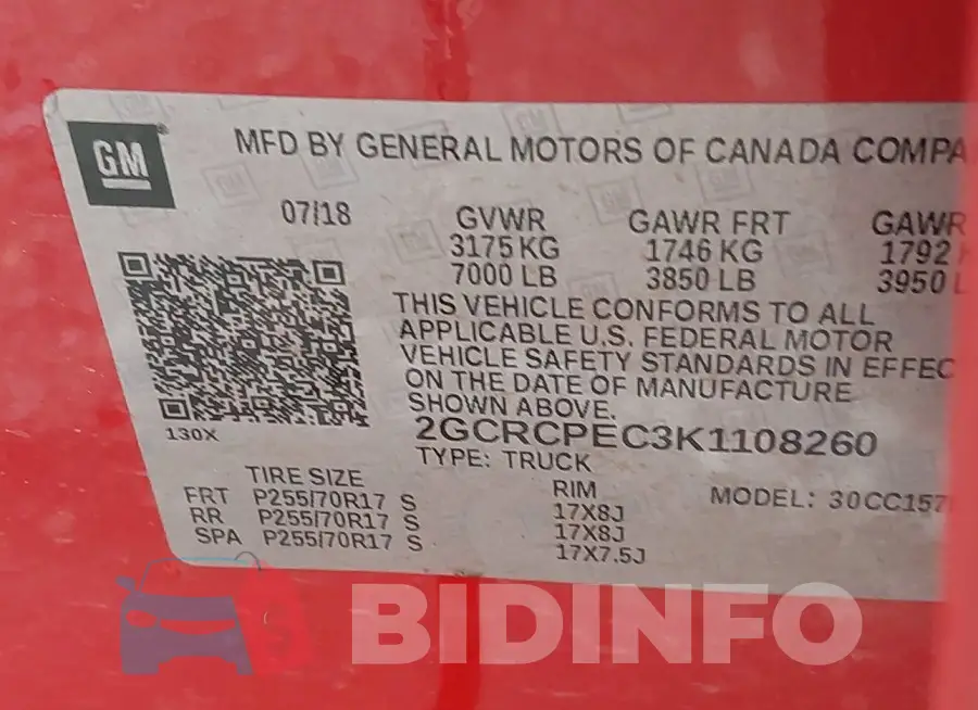 2GCRCPEC3K1108260 Photo# 9