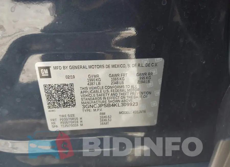 3GNCJPSB4KL309923 Photo# 9