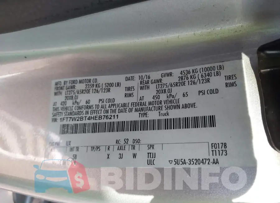 1FT7W2BT4HEB76211 Photo# 9
