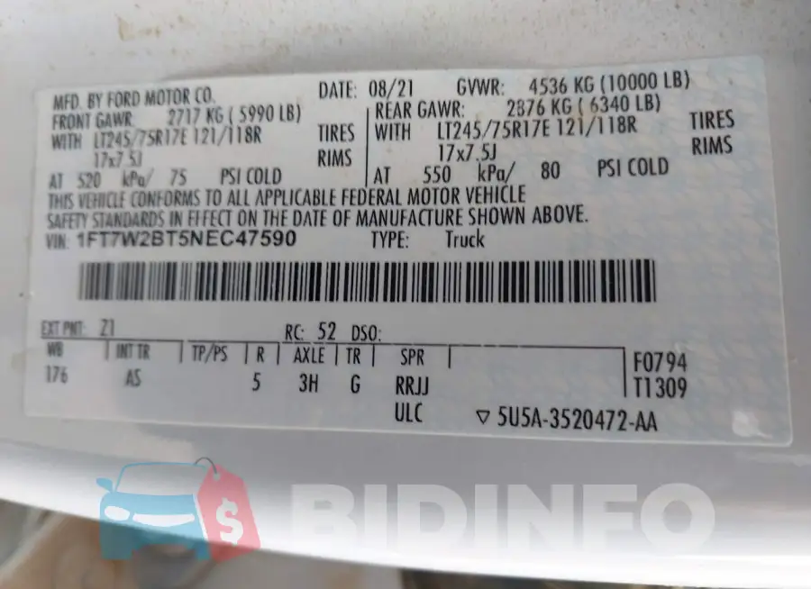 1FT7W2BT5NEC47590 Photo# 9
