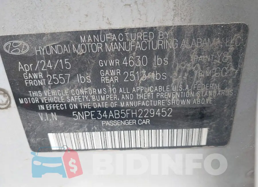 5NPE34AB5FH229452 Photo# 9