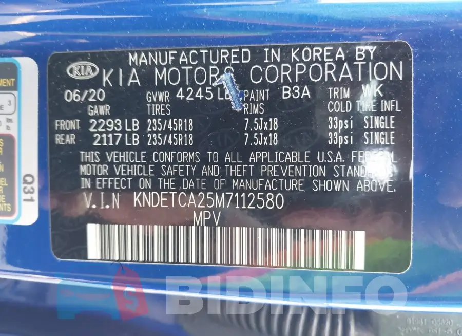 KNDETCA25M7112580 Photo# 9