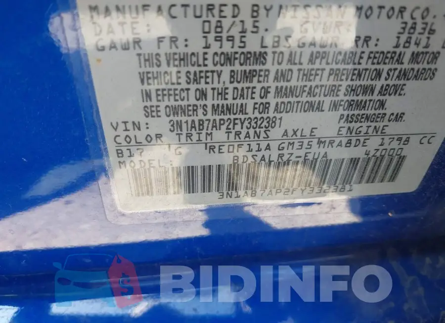 3N1AB7AP2FY332381 Photo# 9